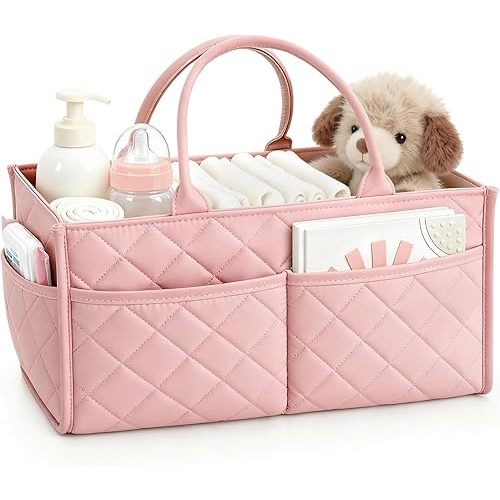 Baby Diaper Caddy Organizer – Spacious Storage Basket for Newborn Essentials, Nursery & Diaper Station, Registry Essential, Dusty Rose