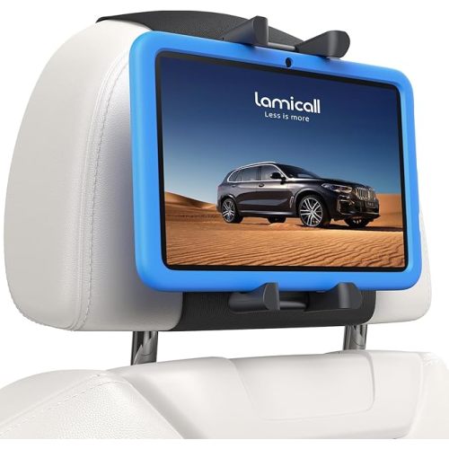 Lamicall Tablet Holder for Car Headrest - [Thick Case Friendly] [360° Rotation] Car Tablet Mount for Backseat, Road Trip Essentials for Kids, for iPad Pro, Air, Mini, Galaxy, Fire HD, 6.1-13" Tablets