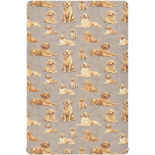 Golden Retriever in Different PosesBaby Fitted Crib Sheet Soft Breathable Crib Sheet for Standard Crib Mattress Cozy Toddler Play Playard Sheets