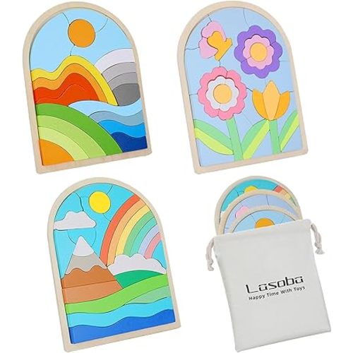 Jigsaw for Baby Boys, Wooden Puzzles for Toddlers 3-5, Boys Girls Birthday Gift for Kids Ages 4-6, Toddler Puzzles Montessori Toys for 3 Year Old, Great Gifts for 3+ Year Olds (3 Pack)