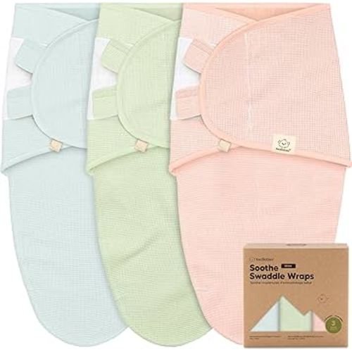 3-Pack Organic Swaddles for Newborns, Baby Sleep Sacks 0-3 Months - Baby Swaddle Wrap, Newborn Wearable Blanket, Infant Sleep Sack for Girls, Boys, Soft & Snug, Large Hook & Loop Closure (Mellow)