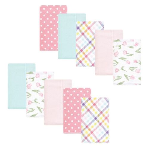 Luvable Friends Hudson Baby Cotton Poly Flannel Burp Cloths 10pk, Blossom Tulip