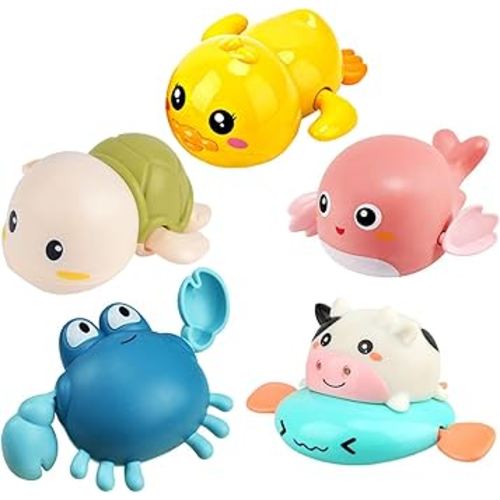 Bath Toy,Cute Animal Clockwork Bathtub Swimming Pool Toy,Baby Bath Toys for Toddlers 1-3, Boys & Girls Water Bath Toy Set,5 Pack