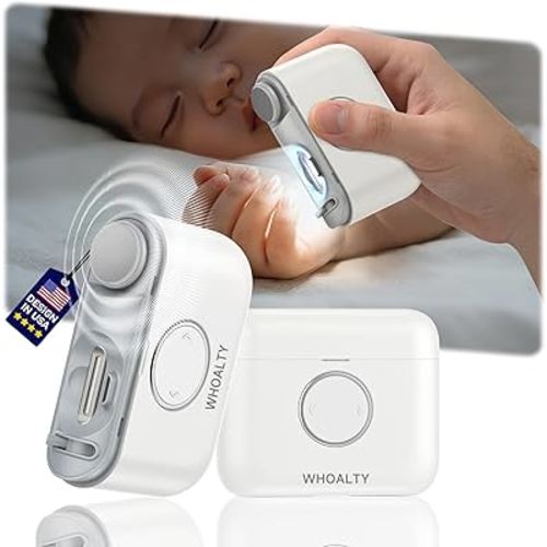 Electric Nail Clipper for Family Care【Precision Dual-Blade Trimming System】 2-in-1 Trimmer & Grind Nail Care Tool with LED Light, Ultra-Quiet & Safe for Babies, Seniors and Adults