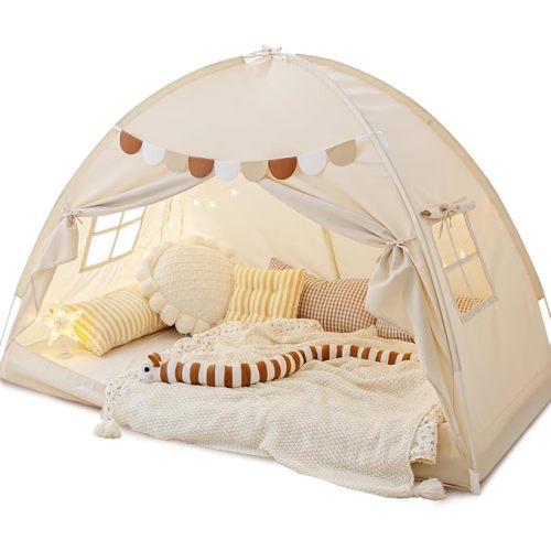 Twin Bed Tent Canopy for Kids Toddler Tents Indoor Bed Bunk Sleep Tents | Twin Size Bed Tent Dream Playhouse Privacy Blackout Portable Drafty Room Floor Bed Tents for Boys Girl Birthday House Gift