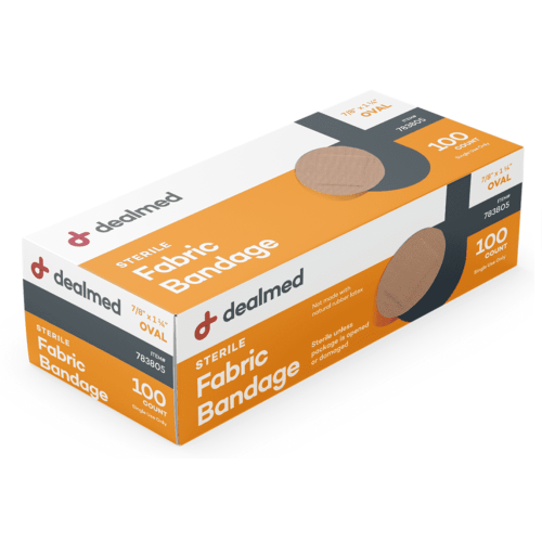 Dealmed Oval Fabric Adhesive Bandages, Non-Stick Pad for Minor Wounds, 7/8" x 1.25", 100 ct. (1 PK)