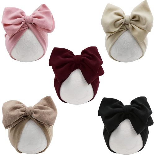 DRESHOW BQUBO Turban Hat for Baby Infant Cap Hats with Bow Knot Soft Cute Nursery Beanie