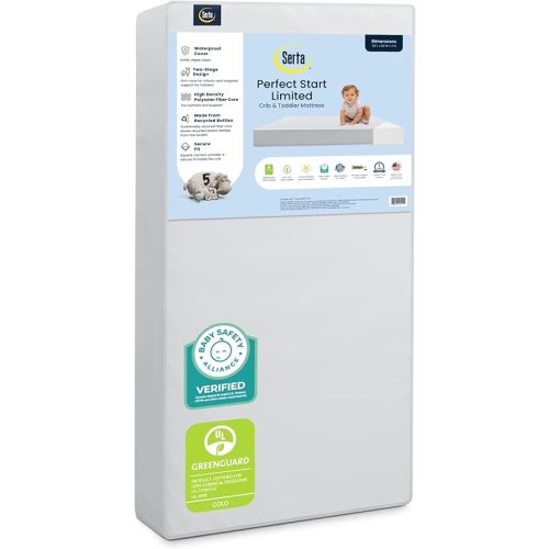 Serta Perfect Start Limited Dual Sided Baby Crib Mattress and Toddler Mattress, Breathable Fiber Core, GREENGUARD Gold Certified, Waterproof, 7 Year Warranty, Made in USA