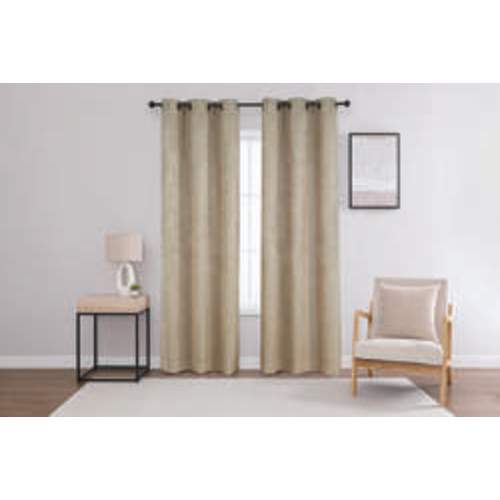 Faux Suede 38" W x 84" L Linen Blackout Grommet Top Single Curtain Panel