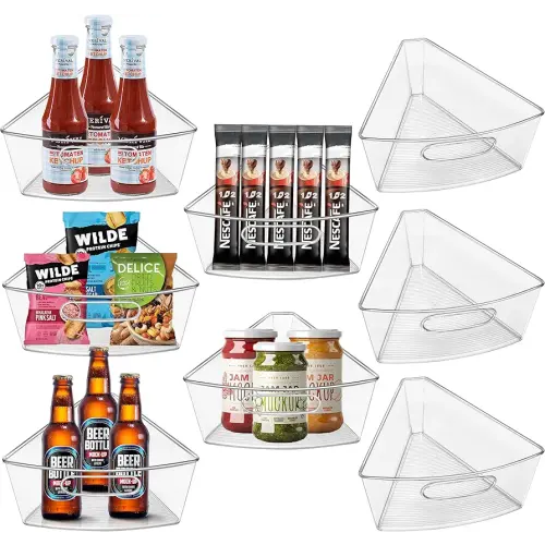 Lazy Susan Organizer Bins for 28"-29" Diameter Corner Cabinet Lazy Susan, 8 Pack, Clear Plastic Cabinet and Pantry Storage Bin, 1/8 Wedge-Food Safe, BPA Free