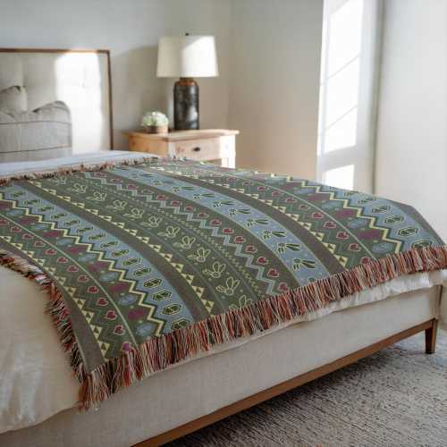 Fairies and Rupees Woven Throw Blanket | Zelda Inspired Christmas Tapestry | Gamer Gifts | Pixel Art | Cozy Gamer | Cozy Gaming | Xmas Decor