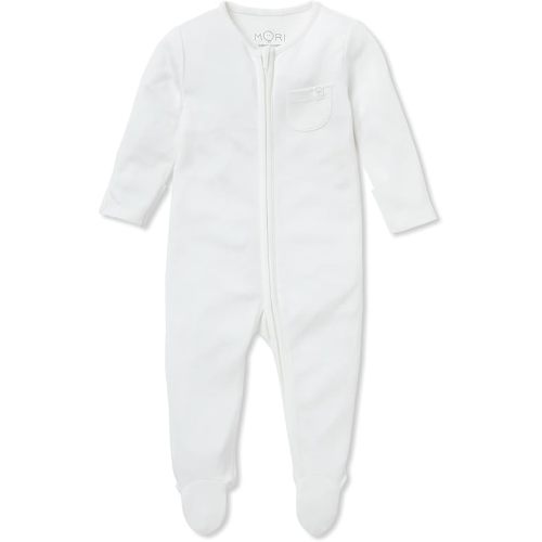MORI Baby Unisex Clever Pajamas with Two Way Zip - Comfort Breathable Jumpsuit Footed Nightwear for Toddler Boys and Girls