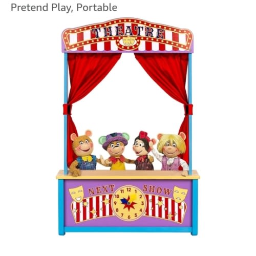 Amazon.com: Wooden Puppet Theater, Puppet Theater with Curtains for Tabletop Drama Performance, Role-Playing,Great for Shows, Events, Education and Pretend Play, Portable : Toys & Games