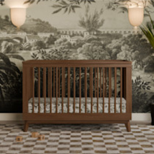 babyletto Scoot 3-in-1 Convertible Crib with Toddler Bed Conversion Kit - Natural Walnut