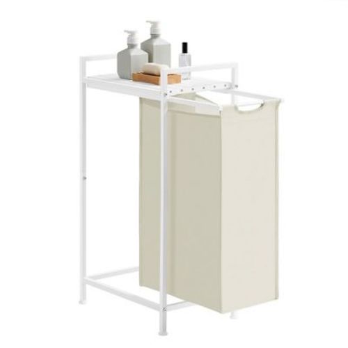 VASAGLE Laundry Hamper Laundry Basket Laundry Sorter with A Pull-Out and Removable Bag, Shelf Metal Frame 12.7 Gallons