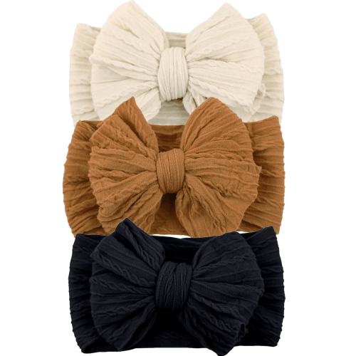 3-Pack Cable Bows, Black/Oat/Almond
