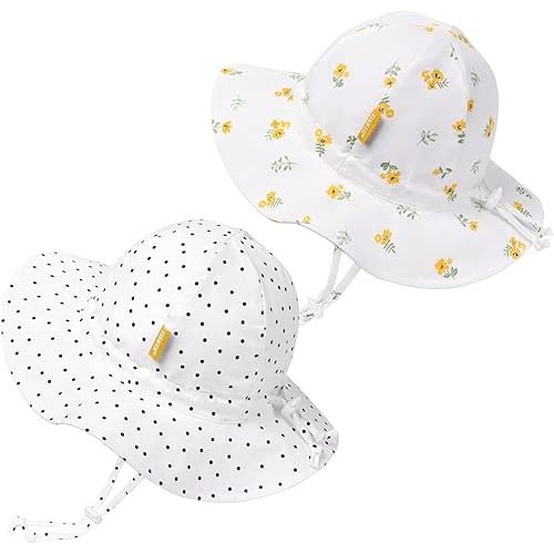 Baby Girl Sun Hat with UPF 50+ Outdoor Adjustable Toddler Beach Hat with Wide Brim Bucket Hats for Kids