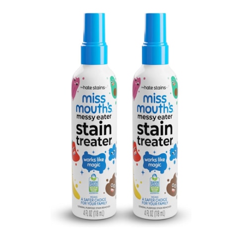 Miss Mouth's Messy Eater Stain Treater Spray - 4oz 2 Pack Stain Remover - Newborn & Baby Essentials - No Dry Cleaning Food, Grease, Coffee Off Laundry, Underwear, Fabric
