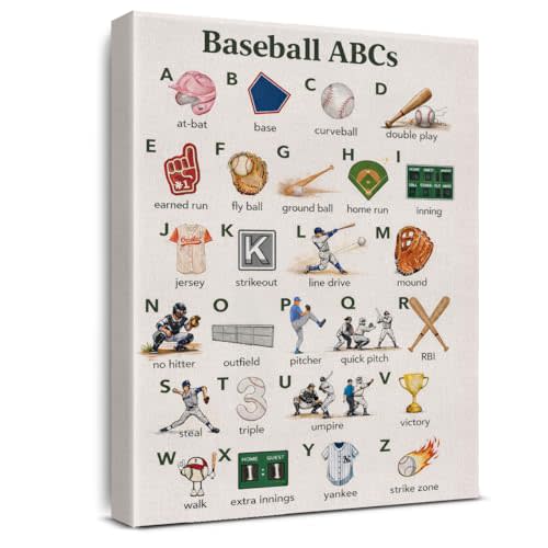 TTBDPB Baseball Alphabet Nursery Wall Decor, Baseball ABC Canvas Wall Decor for Boys Kids Room Nursery Playroom, 8x10 Inches