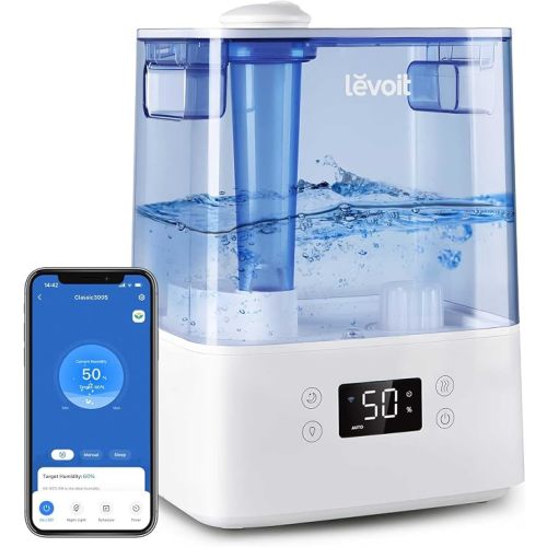 Levoit Classic300S Ultrasonic Smart Top Fill Humidifier, Large 6L Tank, 60H
