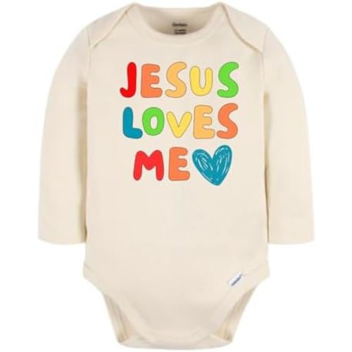 Jesus Loves Me Christian Long Sleeve Onesie for Girls Boys - Christmas Gift - Faith Gift