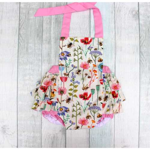 Wildflower Honeybee Romper, Summer romper, romper, Baby romper, toddler romper, girls' romper,