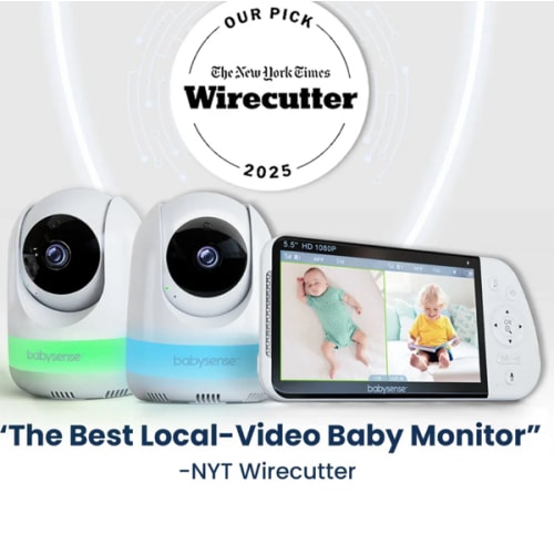 Babysense Max View: Video Baby Monitor with 2 Cameras, Split Screen, Non Wifi, Night Light & Sound Machine