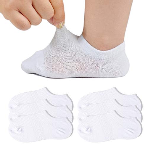 JORMATT Toddler Little Girls Boys No Show Socks Cotton Anti Slip Low Cut Socks With Grips 6 Pairs