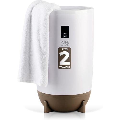 PureClean Towel Warmer Bucket, Portable Blanket Heater for Bathroom and Spa, Customizable Fragrance, Auto Shut-Off, Fits 2 Large Towels, Blankets and Bathrobes, LED Display, Adjustable Timer, Taupe