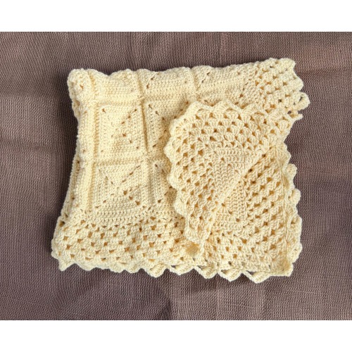 Handmade Crochet Baby Blanket with 100% Merino Wool