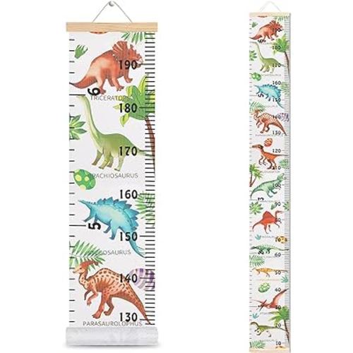 HIFOT Kids Dinosaur Growth Chart Height Measuring Chart, Canvas Wall Hanging Rulers for Baby Children Kids Boys Bedroom Decor