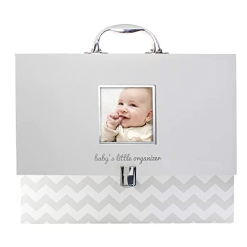 Document Organizer, All In One Expanding File Folder, Baby's Paperwork and Records, Newborn Keepsake and Memory Box with Labels, Baby Girl or Baby Boy Gift, Gray Chevron