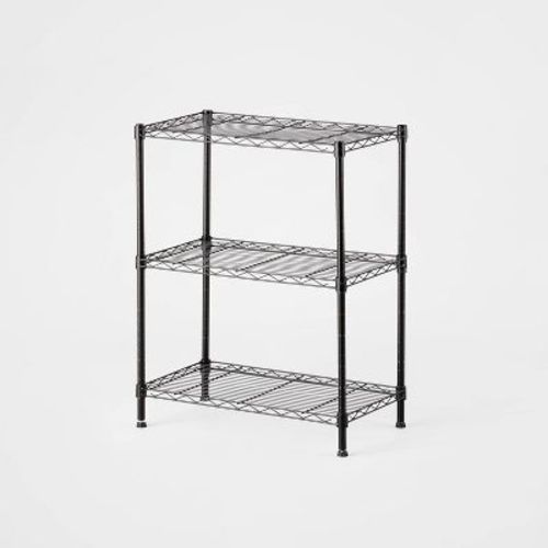3 Tier Wire Shelving Black - Brightroom™: Adjustable Metal Storage Shelves, Powder-Coated Steel, 160 lb Capacity