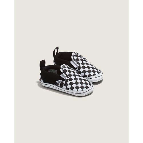 Infant Slip-On V Checkerboard Crib Shoe in Black / True White | Vans