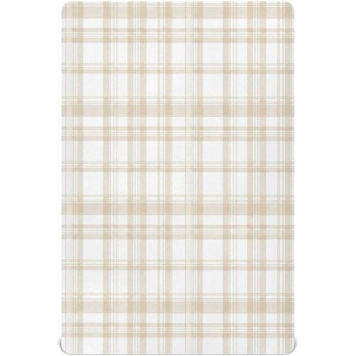 Beige Buffalo Plaid Fitted Crib Sheet for Boys and Girls, Soft and Breathable Bed Sheet for Standard Crib & Toddler Mattresses 52x28 in