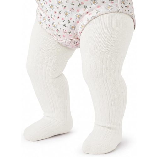 Zando Soft Cable Knit Baby Tights - Seamless Cotton Leggings for Newborn Baby Girls Stockings for Under Dresses