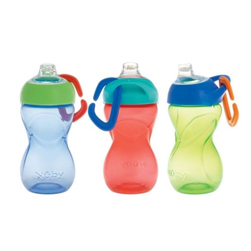 Nuby 10 fl oz Clik-It Cup with Silicone Spout with Carabiner - Boy