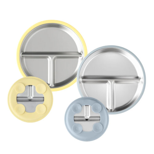 Stainless Steel Plate Set of 2 (butter yellow & bay blue)