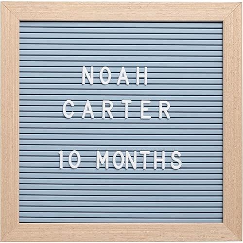 Kate & Milo Letterboard, Blue, Classic Wooden Letterboard, Baby Keepsake Photo Prop, Blue Letterboard Keepsake For Milestones, Baby Boy Nursery Decor, Baby Announcement Prop