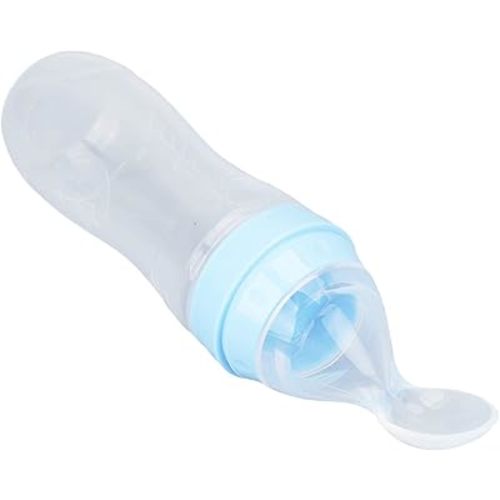 Food Feeder with Soft Spoon for The Elderly, Soft Silicone Bottle with Spoon, Baby Feeder, Elderly Care, Bottle Feeder, for Hand Tremors, Joint Pain or Elderly Use(Blue)
