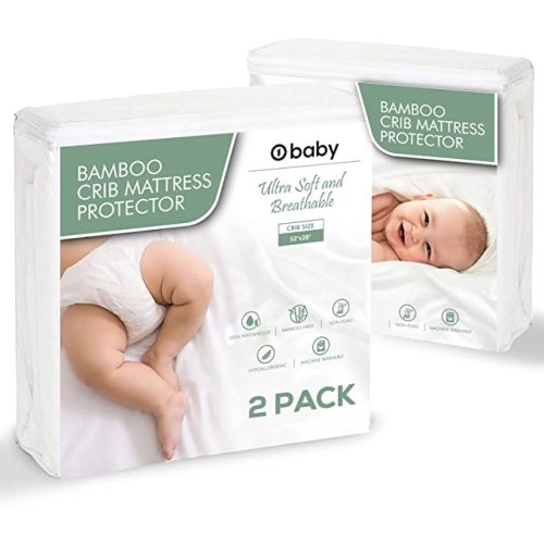 Protège-matelas en bambou ultra doux pour berceau, drap de berceau imperméable pour bébé, 52x28x9, jupe longue, hypoallergénique, housse de matelas pour berceau, o1baby, o1brand (lot de 2)