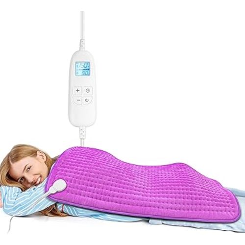 FluffyWarmth Electric Heating Pad for Back, Extra Large 17''x 33'' XXXL for Full Body,Menstrual Period Cramps,Neck Shoulder Back Pain Relief, 6 Heat Settings 3 Timers Heating Pad