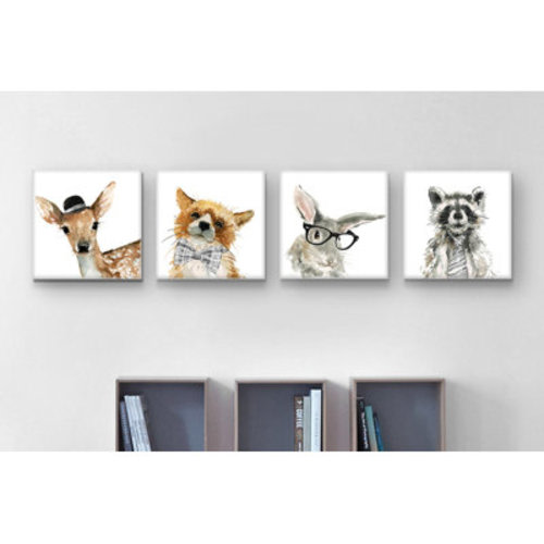 Harriet Bee Fox Deer Ra 4 - Piece Set Canvas Art & Reviews | Wayfair