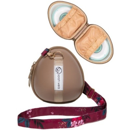 Sarah Wells Milkwear Wearable Pump Case – Hard Shell Organizer & Strap – Fits Most Wearable Pumps Latte/Berry Bloom