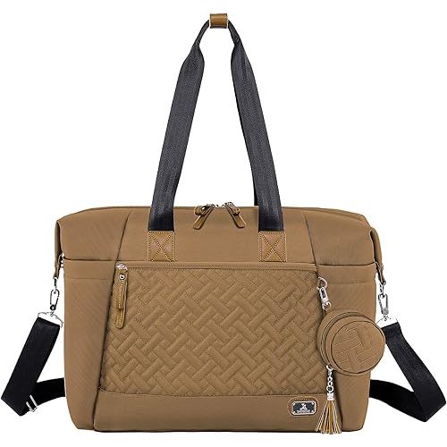 Dikaslon Diaper Bag Tote, Large Travel diaper tote for Mom and Dad, Multifunction baby tote bag for Boys and Girls with Pacifier Case and Changing Pad, Khaki