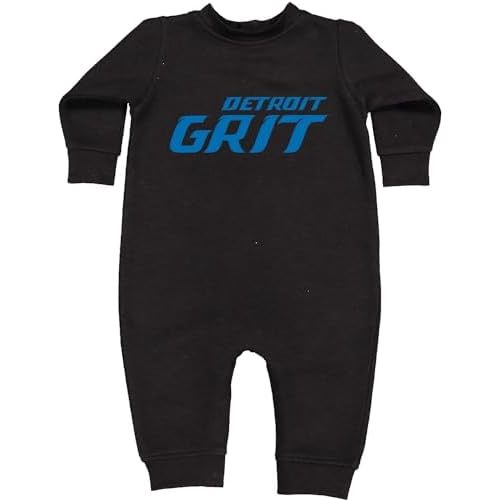 Expression Tees Grit Detroit Football Hard Knocks Infant Fleece Rompers, Warm, Adorable