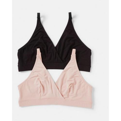 2 Pack Maternity Wirefree Crossover Crop Top