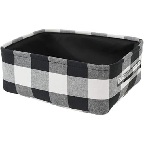 Christmas Baskets Empty Christmas Gifts Baskets Low Gift Basket Collapsible Christmas Gifts Bags Buffalo Plaid Toy Storage Bins for Kids/Baby/Office/Bedroom/Holiday Home Decor