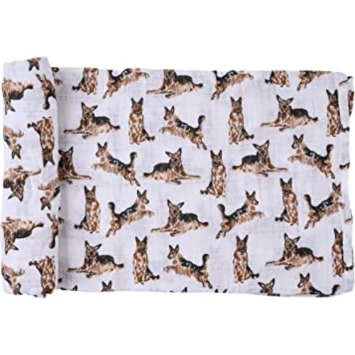 Mud Pie Baby Dog Breed Swaddle Blanket, German Shepherd 47" x 47"