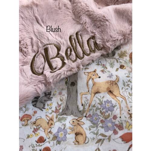 Customized Baby Blanket, Personalized Baby Blanket, Embroidered Baby Blanket, Minky Blanket, Lovey Baby Blanket, Baby Shower Gift, Woodland.